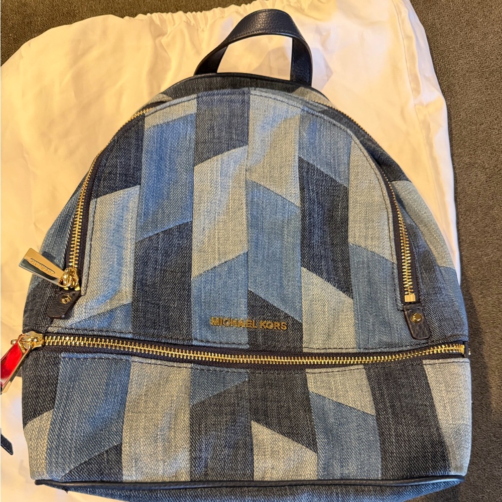 Michael Kors Blue Denim Patchwork Backpack - image 1